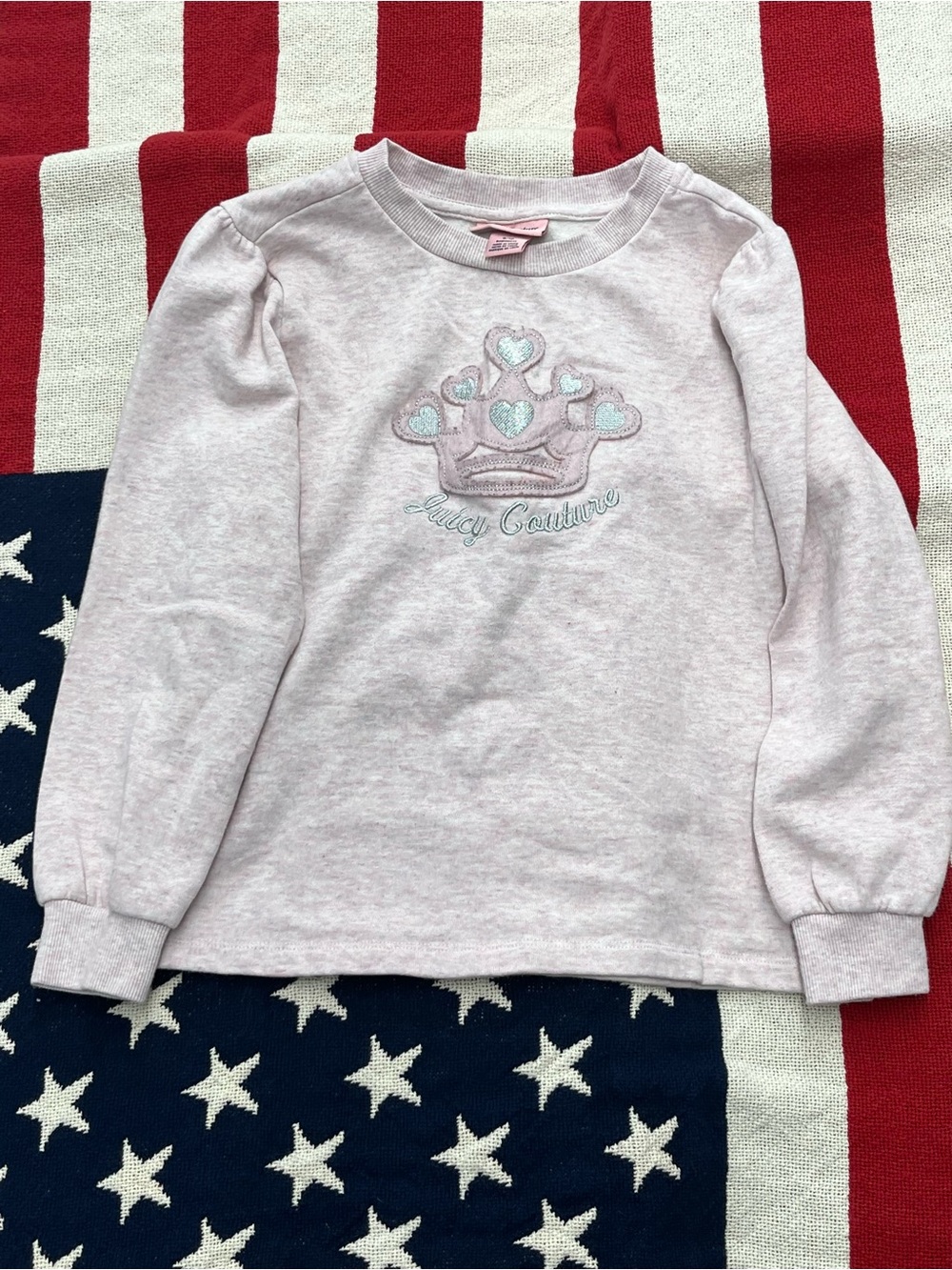 Juicy Couture Light Pink Heart Crown Long Sleeve Tee Girls Size 8/10
